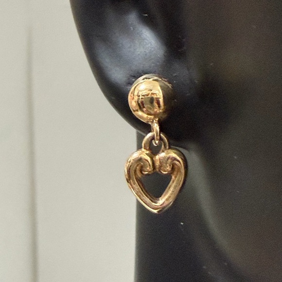 JAMES AVERY❤️RETIRED 14k Gold Dangle Scrolled ❤️Heart Earrings - Picture 5 of 9